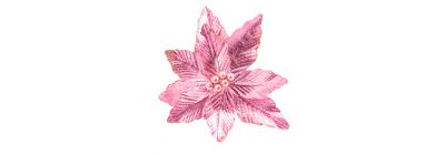 Flor artificial navideña relieve escarcha con frutos 26cm rosado