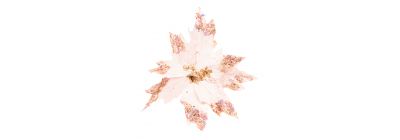 Flor artificial navideña lisa escarchada 27cm rosado