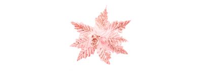 Flor artificial navideño liso y escarchado 24cm
