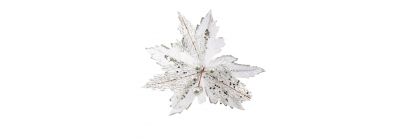 Flor artificial navideña lisa escarchado textura 24cm 