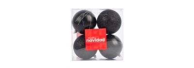 Esfera  navideña lisa y escarchada 10cm 4und negro