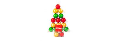 Esfera plástico navideña lisa matte 6cm 17und rojo dorado y verde