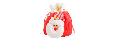 Bolsa tela navideña con relieve santa 19x20cm 