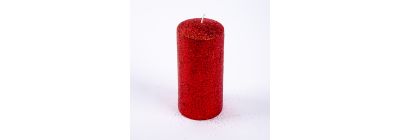 Candela escarchada 7x15cm rojo