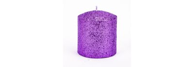 Candela escarchada 7x7.5cm purpura