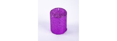 Candela escarchada 7x10cm purpura