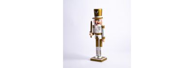 Figura madera cascanues 30cm dorado y blanco surtido