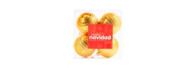 Esfera plástica navideña 8cm 4und dorado