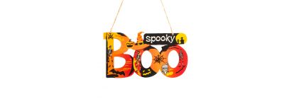 Letrero madera colgante estampado spooky boo 20x11.5cm multicolor