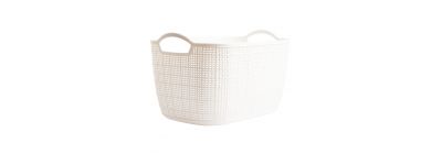 Cesta plástica para almacenamiento con relieve 35.3x24x21.5cm blanco