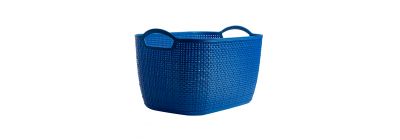 Cesta plástica para almacenamiento con relieve 35.3x24x21.5cm azul