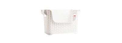 Cesta plástica organizadora con relieve 38x25x24.5cm blanco