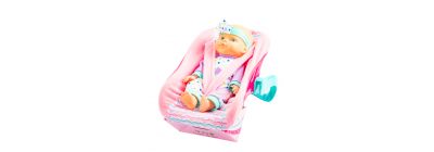 Muñeca plástica con porta bebé 12pulg +18m