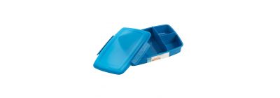Recipiente plástico liso con tapa 3divisiones 22.9x16.5x6.2cm 1.26l surtido