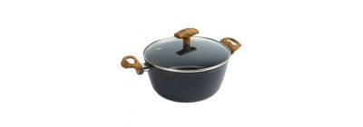 Olla aluminio antiadherente lisa con tapa 24cm negro