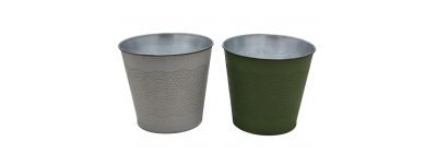 Balde metálico decorativo flores