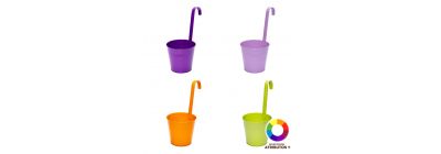 Maceta metálica con gancho