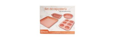 Molde metal liso antiadherente 4pzas oro rosa