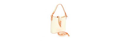 Bolso casual para dama  blanco y coral neón