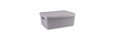 Cesta almacenamiento con tapa gris