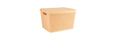 Cesta para almacenamiento con tapa beige