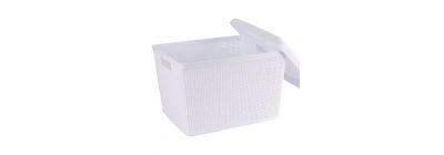 Cesta para almacenamiento con tapa blanca