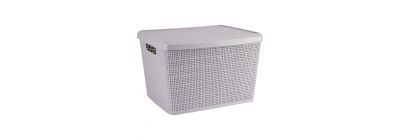 Cesta para almacenamiento con tapa gris