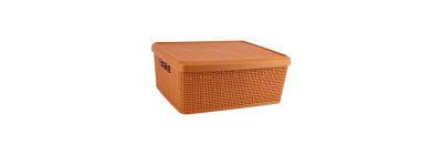 Cesta almacenamiento con tapa café