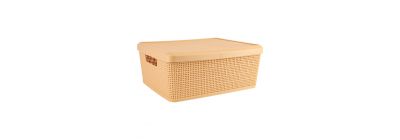 Cesta almacenamiento con tapa beige