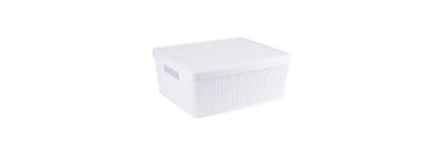 Cesta almacenamiento con tapa blanco