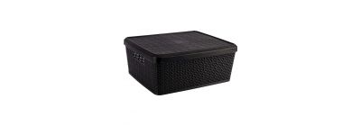 Cesta almacenamiento con tapa negro