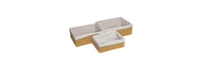 Cesta fibra rectangular beige