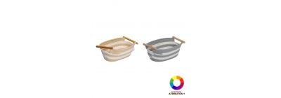 Cesta tela con asa madera