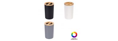 Recipiente plástico tapa madera