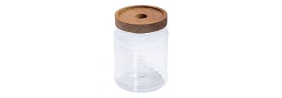 Recipiente vidrio 500ml tapa madera