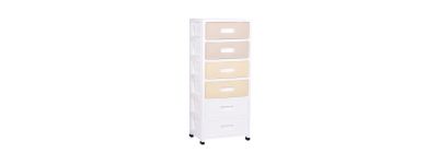 Gavetero liso 6 compartimientos blanco y beige