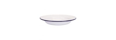 Plato loza hondo liso 18cm blanco y azul