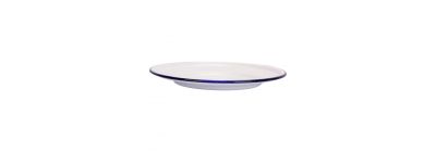Plato loza plano liso 18cm blanco y azul