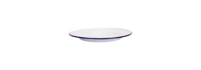 Plato loza plano liso 22cm blanco y azul
