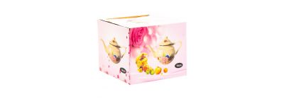 Tetera metálica estampada beige