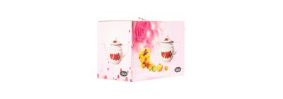 Tetera metálica estampado rosas