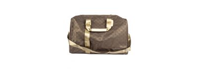 Bolso tela con estampado verde beige