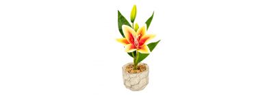 Planta artificial lirio amarillo y rojo