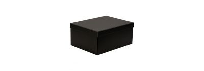 Caja rectangular negra con tapa