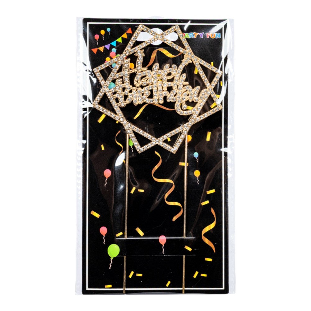 Topper Happy Birthday dorado