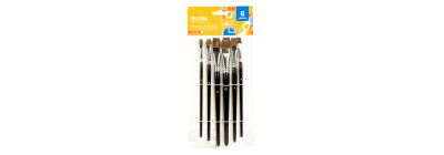 Pincel madera liso 6pzas negro y plateado