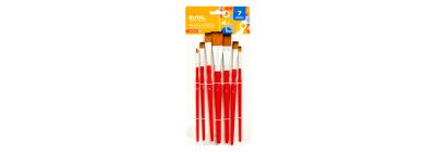 Pincel madera liso 7pzas rojo y plateado