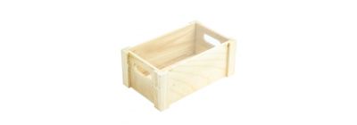 Caja madera lisa rectangular con asas 25x15.4x10cm beige