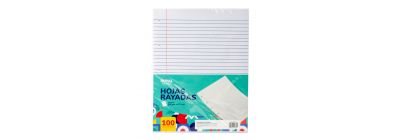 Hoja rayada 5 perforaciones 100und blanco