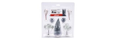 Árbol nevado con accesorios